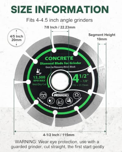 4-1/2" Diamond Concrete Saw Blade, Diamond Cutting Wheel for Angle Grinder