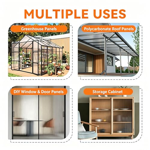 6 PCS 48×24×0.16in Polycarbonate Greenhouse Panels Twin-Wall - size: 48×24×0.16in