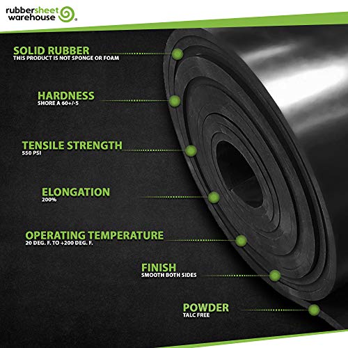 Rubber Sheet Warehouse .062" (1/16") Thick x 1" Wide x 10' -Neoprene Rubber Strip Commercial Grade 65A, Smooth Finish, Solid Rubber, Perfect for Weather Stripping, Gasket, Costume & DIY Projects - size: 1" x 10', style: .062" thick