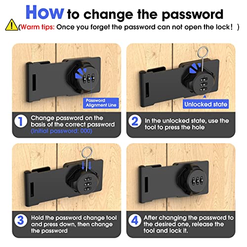 Cabinet Locks with Combination, Hasp Locks, 2 Packs Black - color: 2 Packs Black