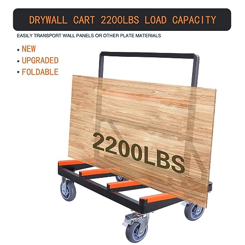 YANGTZE Folding Drywall Cart Heavy Duty,Panel Cart 2200lbs - style: Loading Deck No Extensible