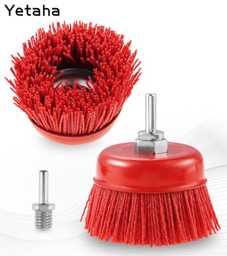Yetaha 2Pcs 4in Nylon Abrasive Cup Brush 5/8"-11 Thread