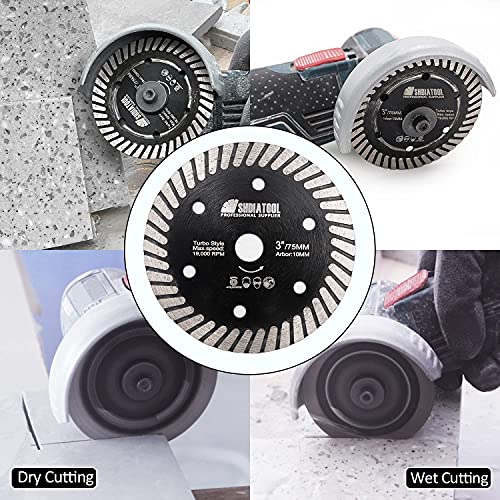 SHDIATOOL 3PCS 3-Inch Tile Diamond Saw Blade for Porcelain Ceramic 10mm - size: 3 Inch Tile