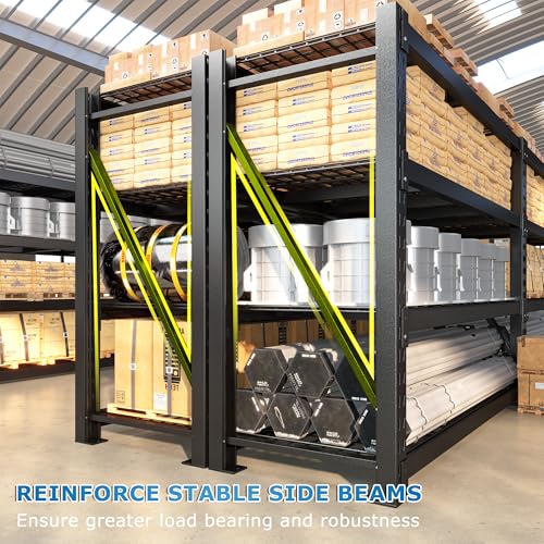 Bepatio 11000LBS Heavy Duty Garage Shelving, 4-Tier Adjustable Storage Shelves Metal Shelving, Industrial Shelf for Basement Warehouse Commercial Garage Shop, 72" H× 60" W × 24" D, Black - size: 60"W x 24"D x 72"H, 4-Tier