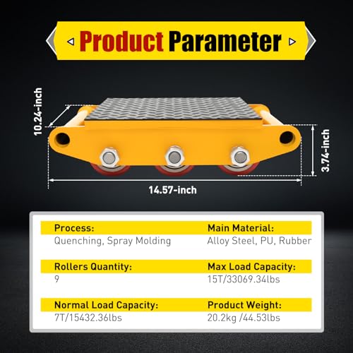 Car Dolly 15T 33000lbs Capacity Cargo Trolley 9 Rollen Machine Dolly Skate Machinery Mover Pallet Buster Trailer Dolly Furniture Dolly Motorcycle Dolly Heavy Duty Industrial Moving Equipment