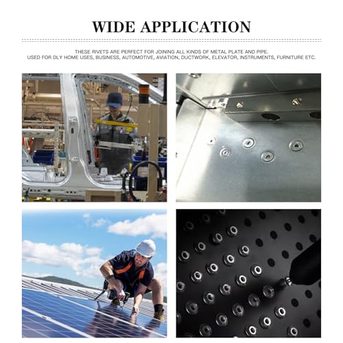 190pcs Silver 3/16-5/16 Inches Aluminum Blind Rivets, 4.8-8 mm Pop Rivets, Aluminum Grip and Steel Mandrel - color: Silver, size: 3/16-5/16 Inches