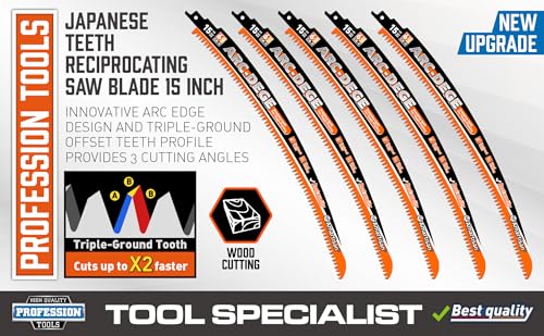 Amartisan 5-Piece Arc Edge Saw Blades - size: Arc Edge Wood Pruning Saw Blades (15 Inch)