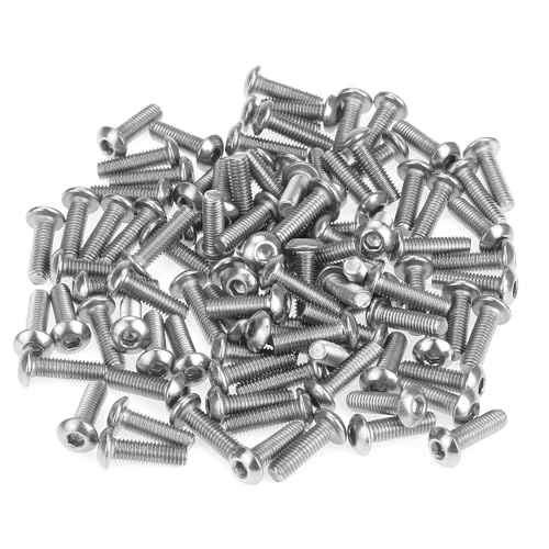 105 Pieces M3 x 10mm Button Head Socket Cap Screws, Thread Pitch 0.5mm, Sutemribor M3 Screws, 304 Stainless Steel, Fully Threaded, Silver - size: M3 x 10mm, style: Button Head
