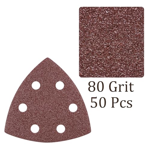 50pcs Mouse Sander Detail Sandpaper 80Grit 3-1/2" Triangle - size: 80 grit