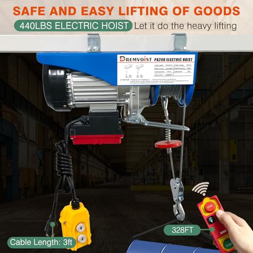 Electric Hoist 110V, 440 LBS Hoist Winch with Remote Control - color: Deep Blue