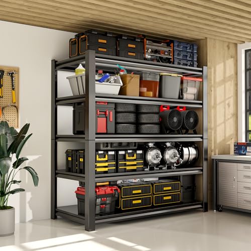 72" H Garage Shelving,5-Tier Heavy Duty Shelving Unit,3000LBS Adjustable Metal Storage Shelves,Storage Rack Units for Industrie,Shed,Warehouse,Basement,Black,47.3" W x 23.6" D x 72" H - size: 23.6"Dx47.3"Wx72"H