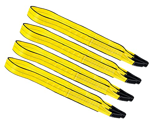 Mytee Products 4 Pack 2" x6' Web Lifting Sling - 6400 LBS WLL Vertical Lift Straps Twisted Eyelets 2-Ply - Choker (5000# WLL) & Basket (12,800# WLL) - color: 4 - Pack, size: 2" x 6'