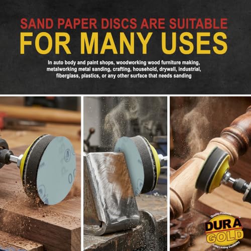 Dura-Gold Premium 3" Gold Hook & Loop Sanding Discs - 1500 Grit (Box of 30) - size: 1500-Grit
