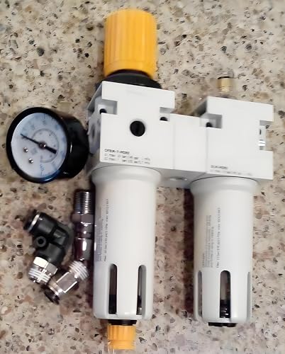 1/2" NPT Tire Changer, Water Oil Separator, Inline Pressure Regulator with Pressure Gauge for Tire Changer, Max. 145psi, with Connectors & Mounting Accessories