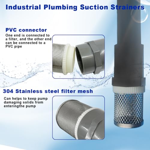3/4" Stainless Steel Filter Cover Connected to 3/4" DN20 Grey PVC Water Pipe, Suction Strainers Used to Remove Debris and Reduce Solid Entry(1pcs) - size: 3/4"DN20