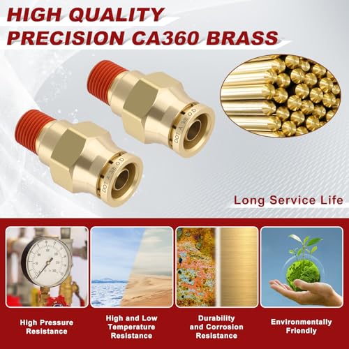DOT Approved Male Straight Brass Union 3/8" Tube x 1/8" NPT, 10PCS - size: 3/8" OD x 1/8" NPT