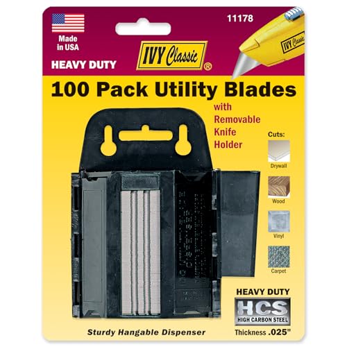 IVY Classic 11178 Heavy Duty USA Utility Knife Blades with Dispenser, 100 Pack - size: 100-Pack