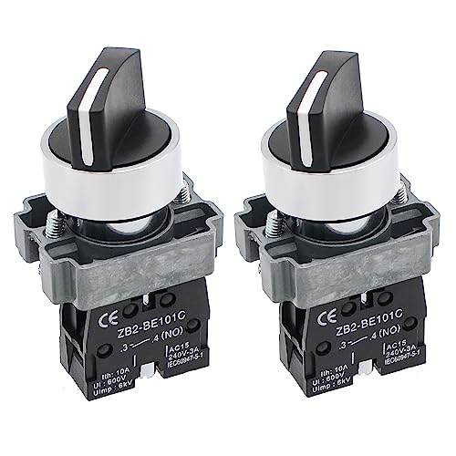 2-Pack Black 2-Position Metal Head Selector Switches, 1NO - style: Black 2-Position Selector Switch 1NO