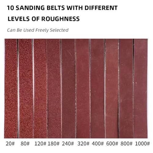 1/2 x 13 Inch Sanding Belts, 10 Pack Aluminum Oxide Abrasive Sandpaper, Multi-Grit Sanding Belts for Belt Sander, Ideal for Wood Metal Leather Polishing & Finishing