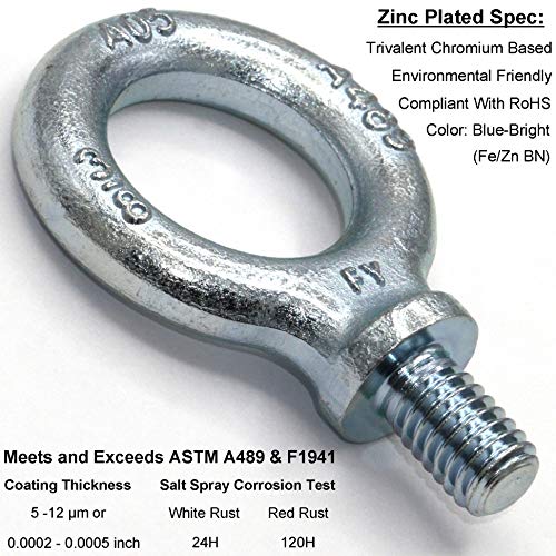 2 Pcs Lifting Shoulder Eye Bolts 3/8"-16 X 5/8" | Blue-Bright Zinc Plated - color: Blue Bright Zinc Plated, size: 3/8"-16 X 5/8"