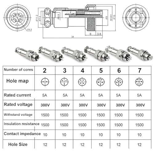 Clyxgs 2-Core Aviation Plug Connector Male Female 12mm Panel Mount Metal Wire Adapter Waterproof Cap 10PCS - style: GX12-2-10