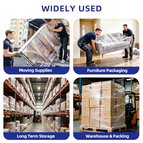 6 Pack Shrink Wrap Roll, 18 inch Wide Total 3546ft Industrial Stretch Film - color: Clear