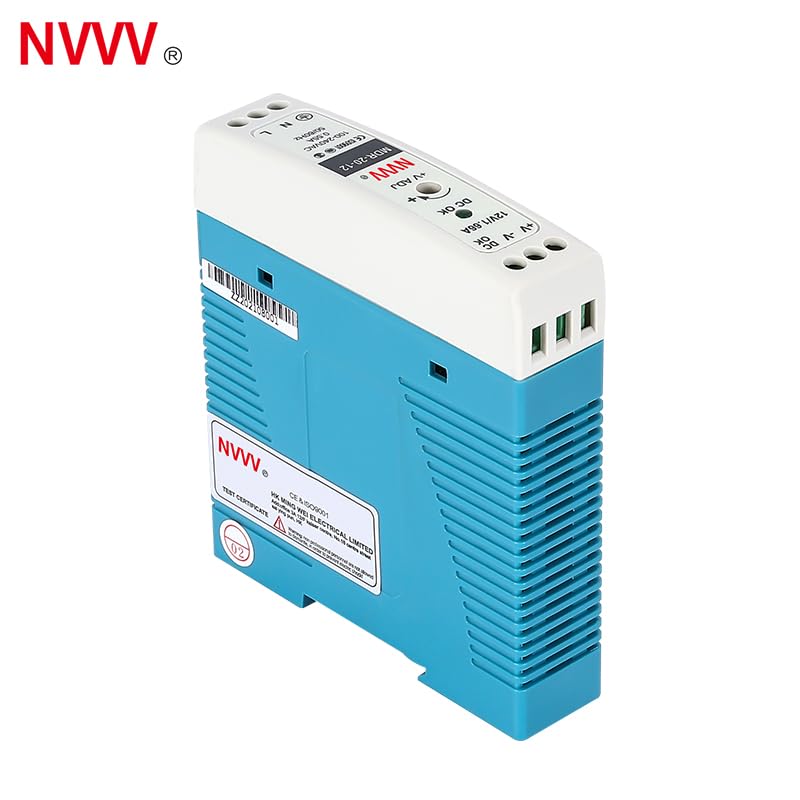 MDR-20-12 AC to DC DIN-Rail Power Supply 12V 1.67 Amp 20W - size: 12V