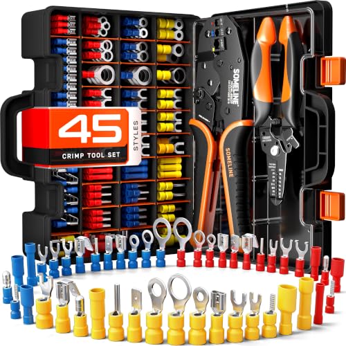 SOMELINE Wire Terminal Crimping Tool Kit, 22-10 AWG with 45-Type Connectors