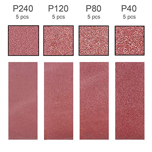 20 PCS 3 inch x 18 inch Abrasive Sanding Belts - 5 Each of 40 80 120 240 Grit Aluminum Oxide Sanding Belts For Belt sander (3 x 18 inch)