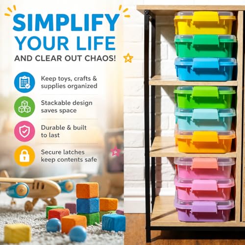 Sensory Bin with Lid for Toddlers 3 Pack 12.8 in, Stackable toy bins - color: Blue& green& yellow