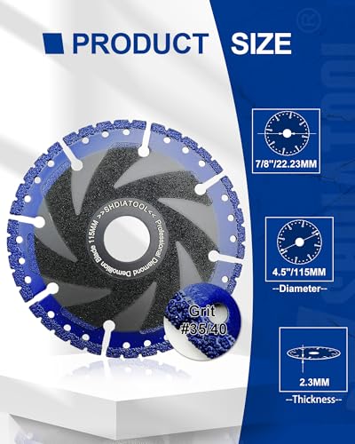 SHDIATOOL 4-1/2 Inch Metal Cutting Diamond Blade All Purpose Cut Off Wheel for Rebar Sheet Metal Angle Iron Stainless Steel(for 7/8 inch Arbor) - size: 4-1/2 Inch