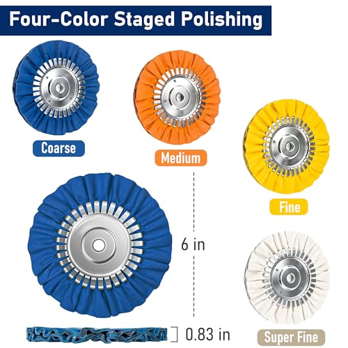 11PCS 6" Airway Buffing Wheels with Flange-Free One-Piece Hub - size: 6" Airway Buffing Wheels