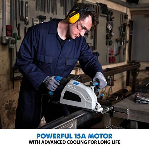 Evolution S210CCS Metal Cutting Circular Saw | 8-1/4" Blade | Cuts Steel Clean & Cool | Adjustable 3" Depth | Chip Collector | No Heat Burr or Sparks | High Torque Motor | TCT Blade Included - size: 8-1/4"