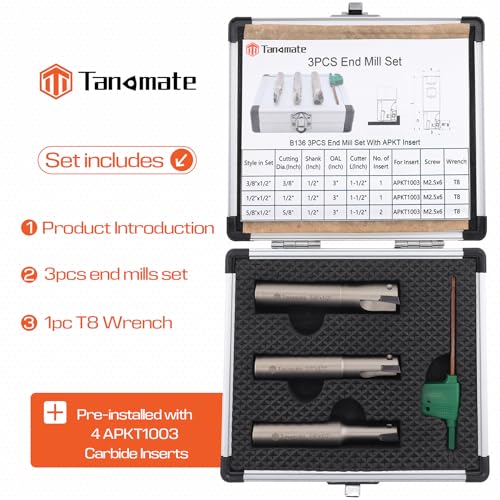1/2" Shank 90° Square Shoulder Indexable Carbide End Mill Set - size: 3Pcs-Set