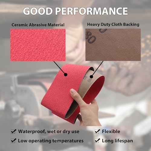 4x36 Ceramic 80 Grit Sanding Belts for Belt Sander, 2 Pack - color: Ceramic, size: 80 Grit