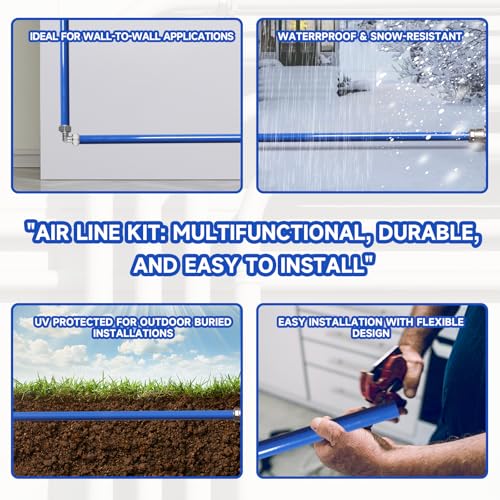 Compressed Air Line Kit, 3/4" x 50' 120’&200'&300' HDPE-Aluminum-HDPE Piping, Air Line Hose, Air Hose Kit with Air Compressor Accessories and Airline Tubing - size: 200ft