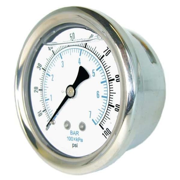 PIC Gauges 202L-158D Center Back Mount Glycerine Filled Pressure Gauge w/ SS Case/Bezel, Brass Internals, PC Lens, 1.5" Dial, 0/60 psi Range, 1/8" Male NPT - style: 0 - 60 PSI