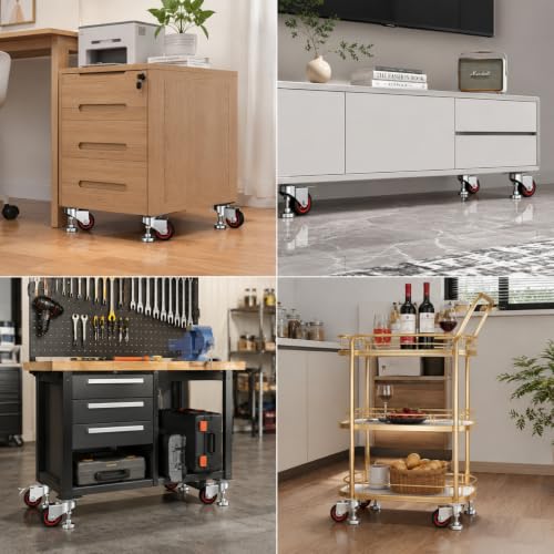 4" Leveling Plate Caster Wheels,Set of 4 Heavy Duty,1800Lbs Capacity - size: 4IN