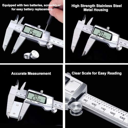Kynup Digital Caliper 8 inch, Caliper Measuring Tool, Vernier Caliper - color: Silver, size: 8 Inch Standard