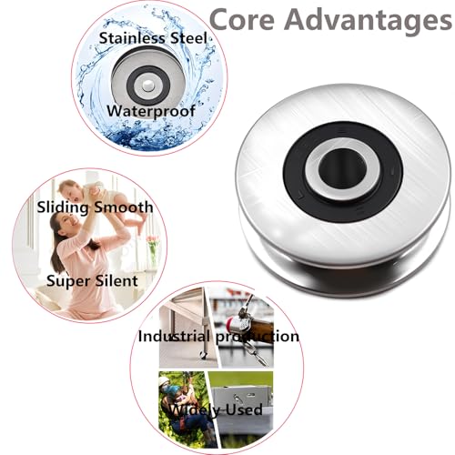 Stainless Steel Deep Groove Ball Bearings Pulley Metal Pulley Wheel Bearings Wheel Wire Rope Pulley for Lifting Guide, 8mm/0.3" Inner Dia Capacity 400kg/800 lbs (50mm/2inch) - size: 50mm/2inch