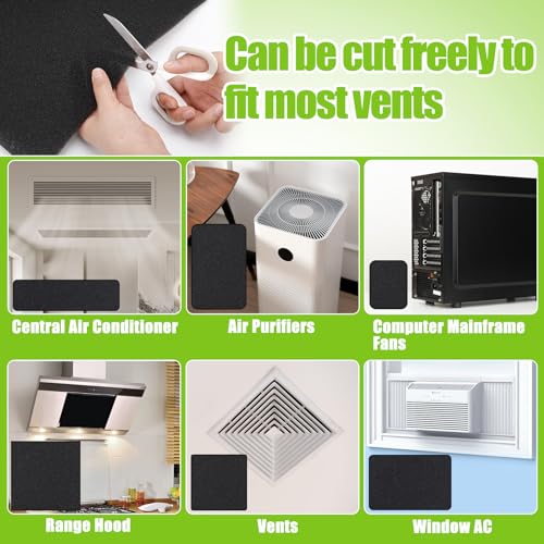 15.7" x 27.6" Extra Large Cuttable Air Conditioner Filters - Cut to Fit Carbon Pad Air Purifier Filters, Washable Reusable Foam Pad Pre Filter Roll for Air Filters AC Window Unit Charcoal Sheet - size: 15.7" x 27.6" x 0.3"