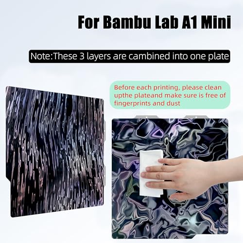 Build Plate for Bambu Lab A1 Mini 3D Printer: PEI Build Plate Carbon PET Diamond PEO PEY Plate 3D Printing Accessories Textured Smooth Sheet Bed 184x184mm (Water Ripples+Wood Grain) - color: Water Ripples+Wood Grain