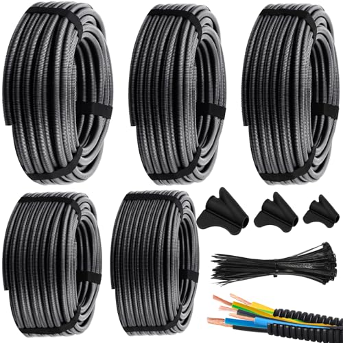 Oleitodh 1" 3/4" 1/2" 3/8" 1/4" OD Split Loom Tubing, 20ft Each, 5 Sizes - color: Black, size: 1/4,3/8,1/2,3/4,1in x 20ft