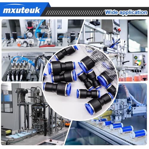 mxuteuk Quick Connect Air Hose Fittings,5 Size Push to Connect Fittings,1/8",1/4",5/16",1/2",3/8"OD Air Line Fitting Straight reducer Union/Coupler(40PCS) - size: 40PCS SAE Kit