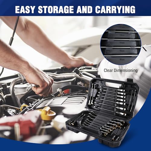 WORKPRO 22-Piece Ratcheting Wrench Set, Flex-Head & Nickel Plating - style: Flex-head & Nickel Plating