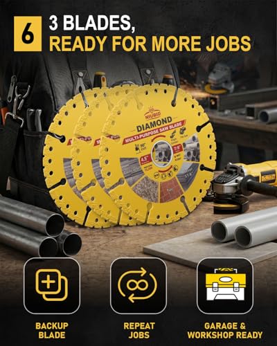 3-Pack NiuBid 4-1/2" Diamond Multi Purpose Saw Blade