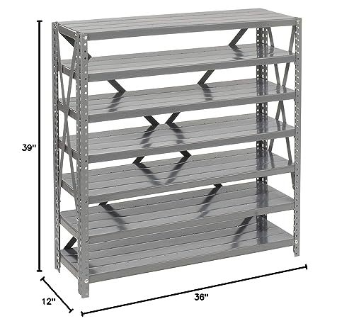 Global Industrial 7 Shelf Steel Shelving with (36) 4" H Plastic Shelf Bins