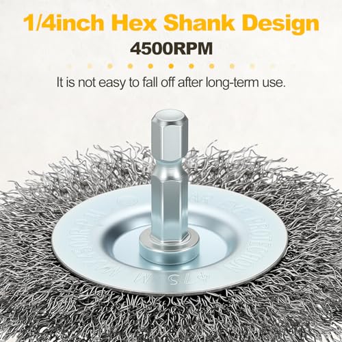 9pcs Wire Brush for Drill Kit with 1/4in Hex Shank, Carbon Steel - size: 1-3in