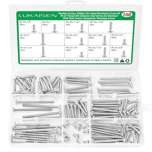 108 Pcs #6-32 Phillips Pan Head Machine Screws Kit, 304 SS - size: SS 108Pcs #6-32(1/4" to 2" )2 Pan