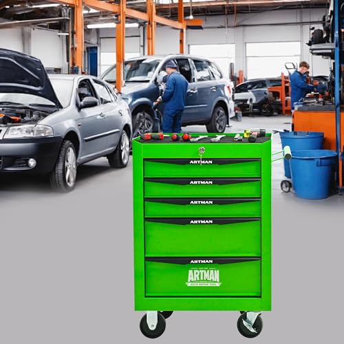 5-Drawer Rolling Tool Chest, Lockable for Garage, Green - color: Green, size: 5-Drawers